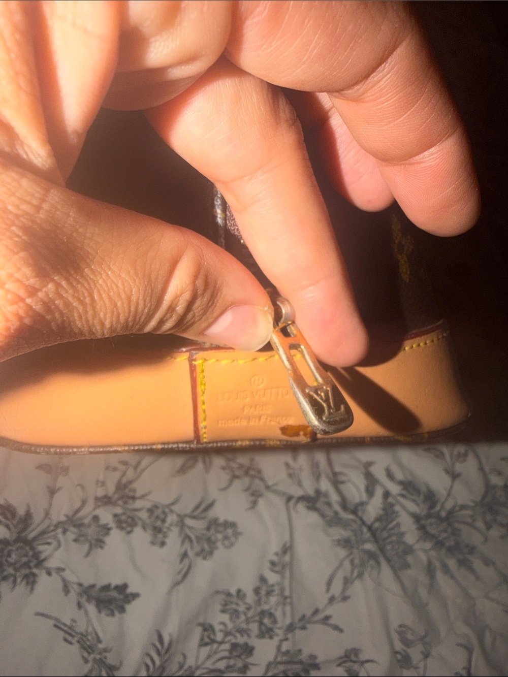 Brown Monogram Satchel with Tan Trim - Picture 9 of 15